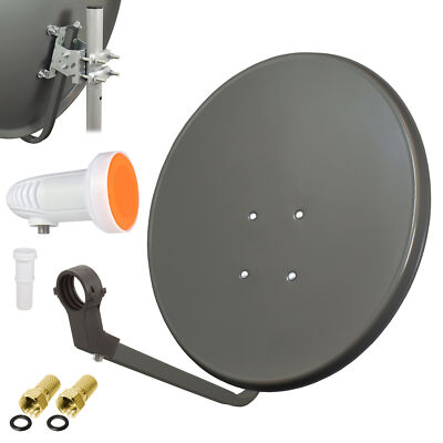 HD Digitale Sat Anlage 60cm Spiegel Schüssel + TechniSat Single LNB 4K d Camping