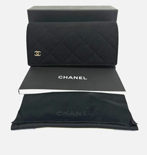 NEW CHANEL Black Glasses Sunglasses Soft Case Only Quilted Gold CC Logo