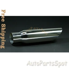 Inlet 2.5" - Outlet 3.5" - 12" Overall Stainless Steel Angle Cut 45° Exhaust Tip