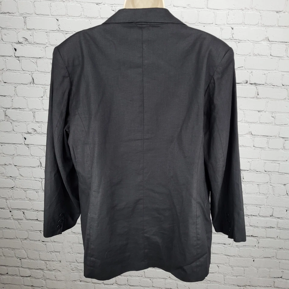 VTG Newport News Black Linen Cotton Blend 1 Button Blazer Suit Jacket Size XL - Image 2 of 4