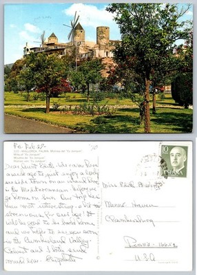 1970 Palma Mallorca Spain Es Jonquet Windmills Vintage Postcard Posted