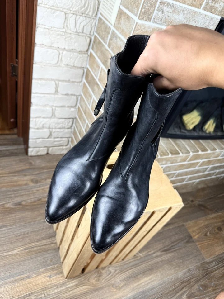 Mujer MOMA Cuero Azul Oscuro Cremallera Botines Talla US:10 EU:40 Foto 3 de 4