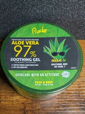 Rude 97% Aloe Vera Gel Soothing And Moisturizing For Face And Body 10oz