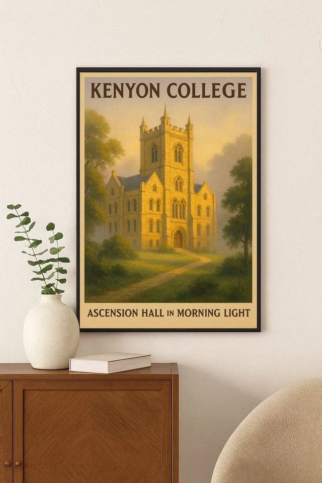🎓 Póster universitario Kenyon - Salón de la Ascensión a la luz de la mañana 24x36” 🌅 Foto 3 de 4