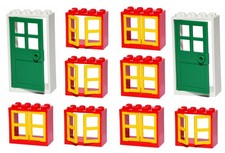 LEGO windows + doors (pack of 10) THICK 2x4x3 Red White Yellow BRAND NEW