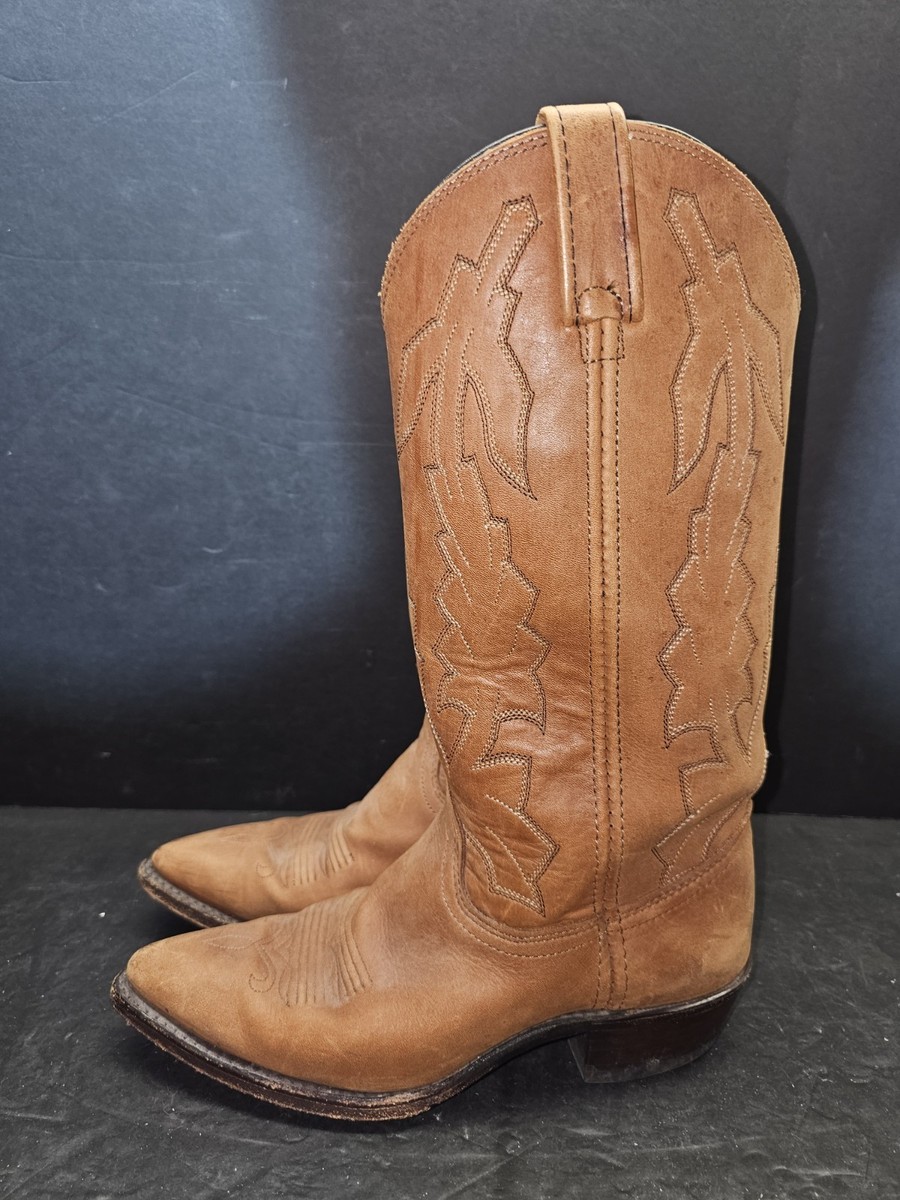 Vintage Dan Post Classic Marlboro Boots Tan Cowhide Leather