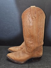 Vintage Dan Post Classic Marlboro Boots Tan Cowhide Leather Western Cowboy Sz 7M
