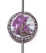 5 Pc - Cowgirl - Acrylic Flatback Beads - For Beadable Pens & Jewelry - Crafts