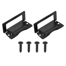 2Pcs Recessed Pull Door Handle Invisible Flush Pull Handles with Screw Black