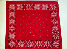 Vintage Red Flower Floral Bandana Scarf All Cotton Washfast Colors RN 14193