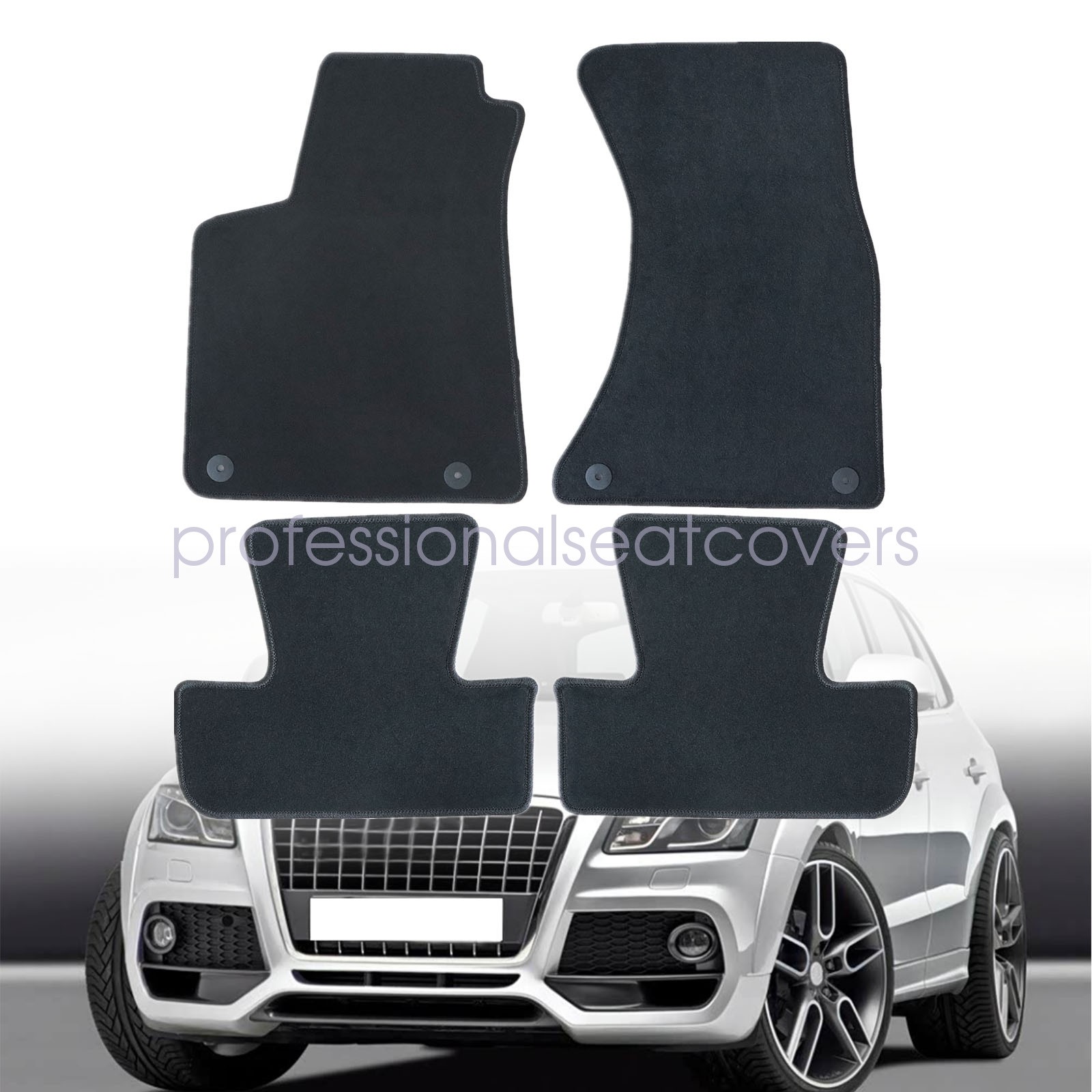 Front & Rear Floor Mats Carpet Waterproof Black Velour For 2009-2017 Audi Q5