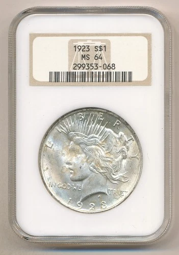 1923 P PEACE SILVER DOLLAR NGC MS 64