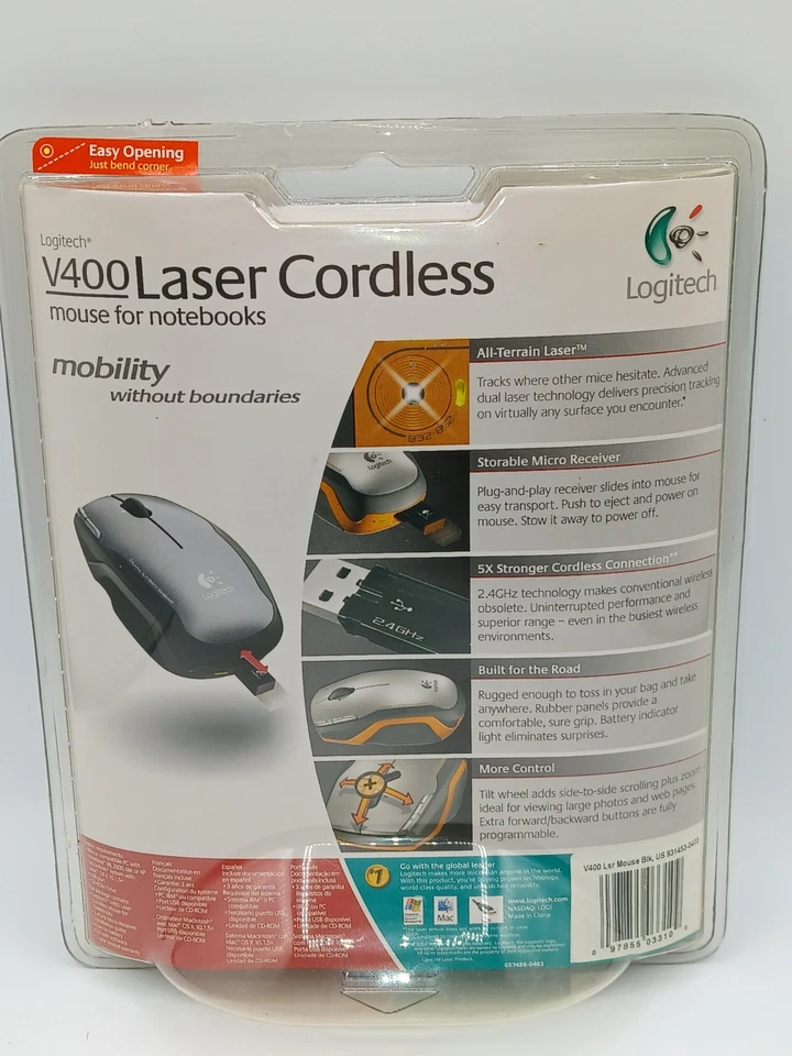 Logitech V400 Laser Cordless Notebook Mouse Metallic Grey - NEW/SEALED - Image 2 of 3