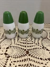 Vtg Gemco Spring Blossom Green, Salt, Pepper And Toothpick Shakers