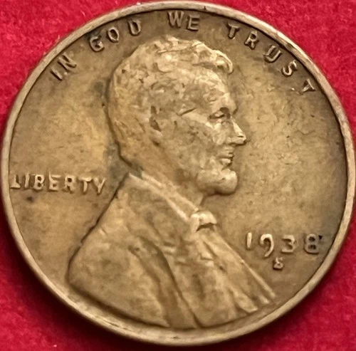 1938-S Lincoln Wheat Cent San Francisco Mint Penny Fine JC1347