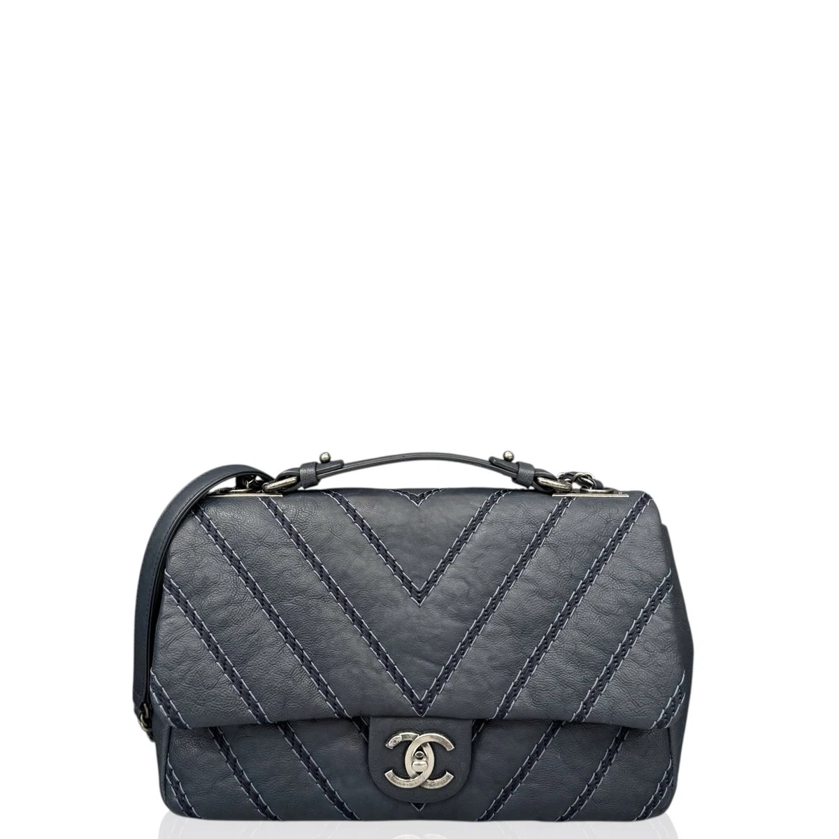 CHANEL Leather Exterior Blue Bags & Handbags for Women for sale | eBay