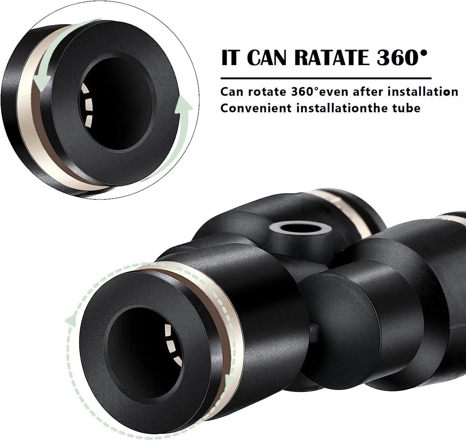 Push To Connect Air Fittings Tube 1/2" OD Air Line Splitter Union Push 10Pcs - Image 2 of 4