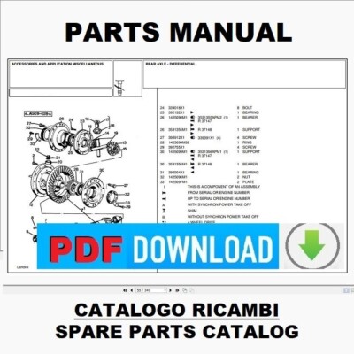 Traktor LANDINI R3000 Ersatzteile Handbuch Katalogteile ENGLISCH