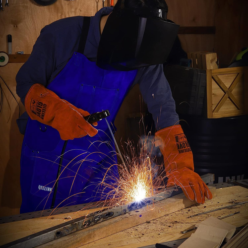 Leather Welding Work Apron with 6 Tool Pockets, Heat & Flame Resistant Apron - Picture 7 of 7