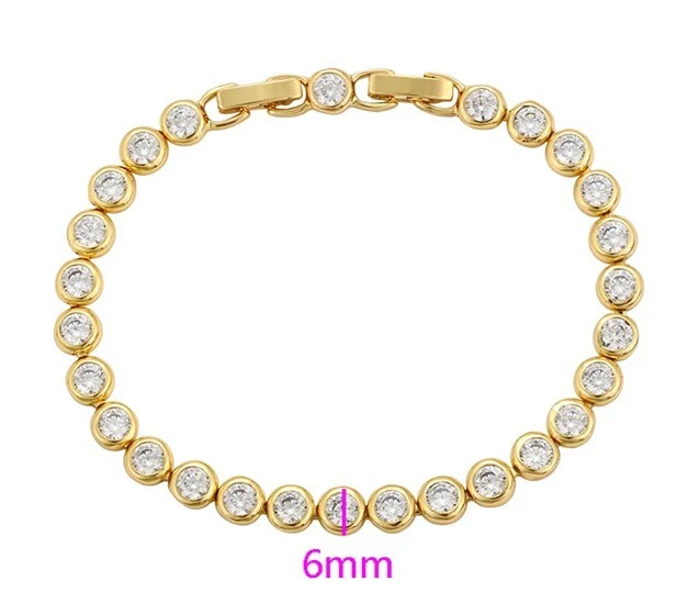 Deluxe Armband Tennis Zirkonia Kristalle Rolled Gold 14K vergoldet Damen 18-19cm - Bild 4 von 4