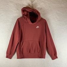 Nike Women's Rust Red Club Fleece Funnel Neck Pullover Hoodie Sweatshirt Size S