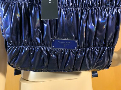 TAHARI Gigi Quilted Backpack Navy Blue Metallic $109 | eBay