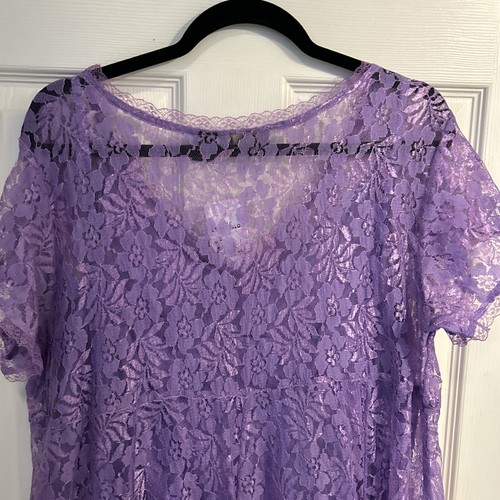 NWT Lola P Dress Womens Size S Violet Layered Lace Overlay Maxi Short Sleeve - Picture 7 of 7