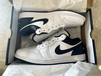 NEW Mens Air Jordan 1 LOW white black white reverse panda 553558-132 size 13