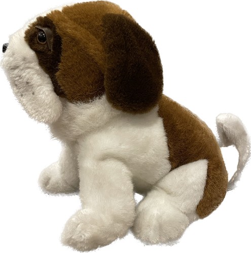 Vintage Youngrowth Realistic Saint Bernard Dog Plush Freckles Curly Tail Eyelids - Bild 3 von 8