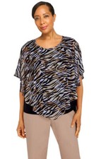 Alfred Dunner Second Nature Zebra Flutter Sleeve Shirt Plus Size 86640SS