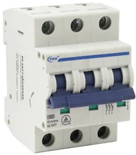 YuCo 3-Pole Miniature Circuit Breaker, Din Rail Mountable, B/C/D Curve, 1-63 Amp