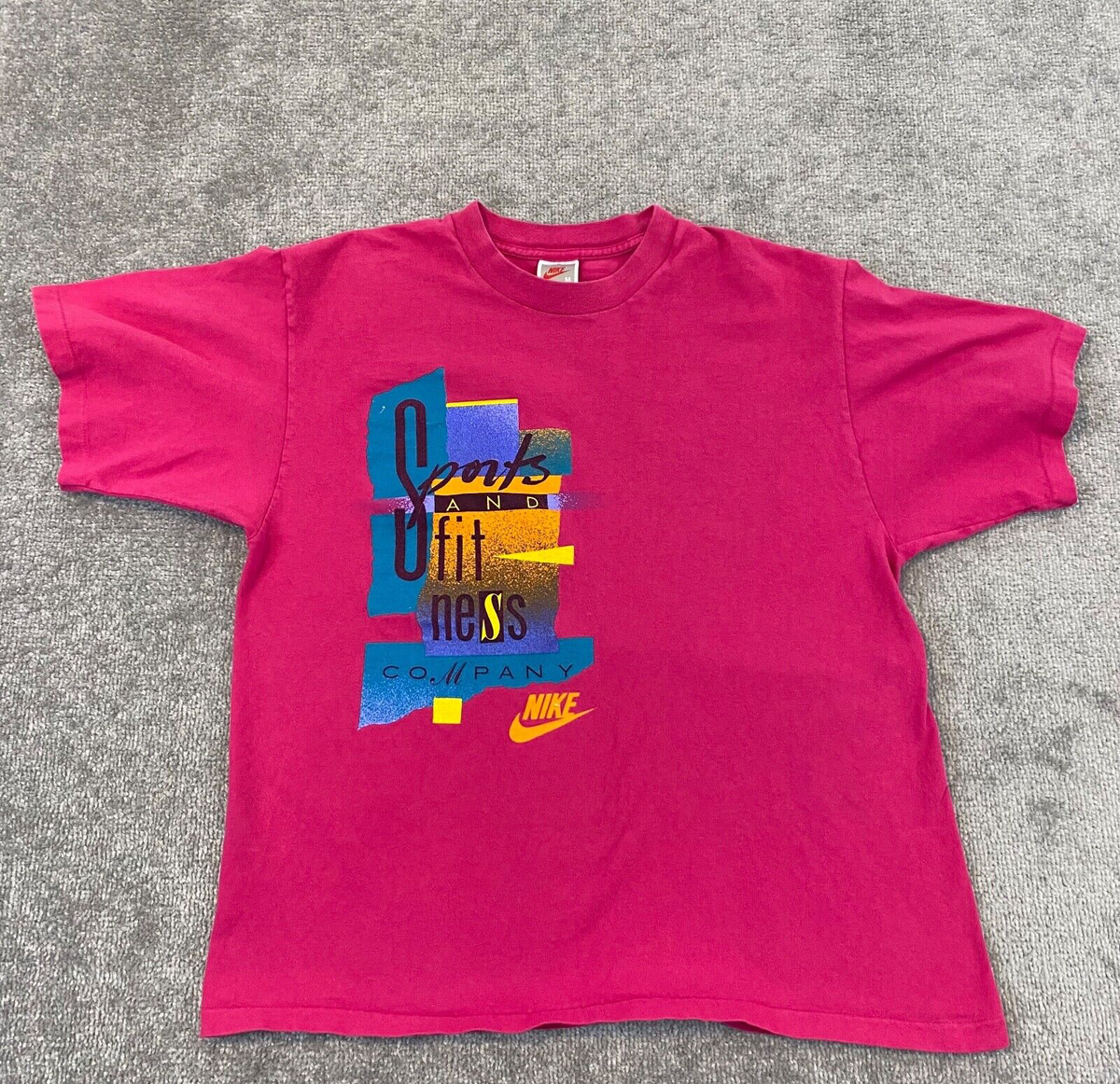 VTG Nike Shirt Mens Medium Pink Single Stitch Graphic Tee 90s Y2K