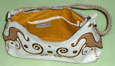FRANCESCO BIASIA TASCHE HANDTASCHE LEDER BESTICKT - EDEL