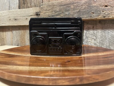 Retro  80s Ceramic Boom Box Radio Planter Indoor Outdoor Decoration  Black  NEW