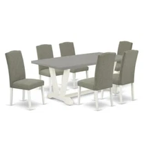 East West Furniture 7-Piece Fashionable Modern Dining Table Set a Great...