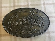 VINTAGE 1970 s COCA COLA 5 CENTS AT FOUNTAINS BELT BUCKLE