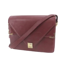 Cartier Must Line Used Crossbody Shoulder Bag Bordeaux Leather #AH226 S