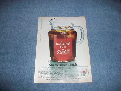 1976 Bacardi Rum & Coca-Cola Vintage Ad ''Mix the Bunch a Batch'' Coke
