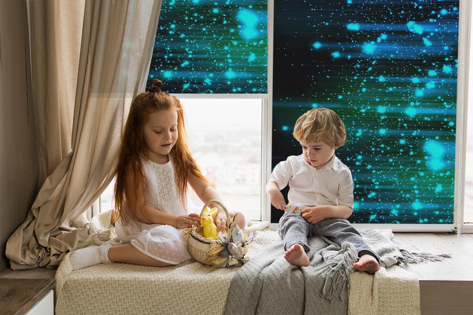 Verdunkelungsrollos Fensterrollo Mit Seitenzug Innenrollo Jalousie Blauer Hagel - Bild 3 von 4