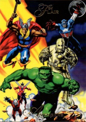 1994 Flair Marvel '94 BASE #011 #11 AVENGERS ASSEMBLE Combo Ship