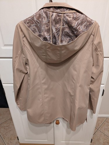Dennis Basso Women’s Jacket Tan with Brown Paisley Lining Size XS Detach Hood - Picture 4 of 8