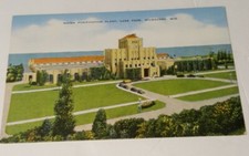 1940s linen postcard Wisconsin water purification plant Lake Park Milwaukee WI