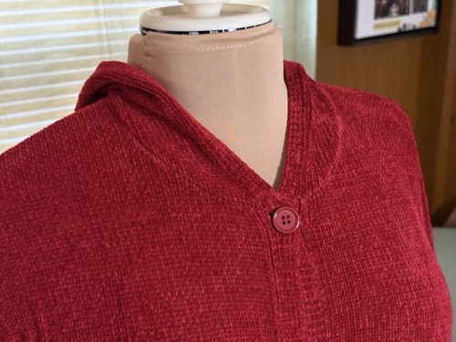 Denim & Co Button Front Cardigan Duster Sweater With Hood - Red (Size 1X) - Picture 5 of 22