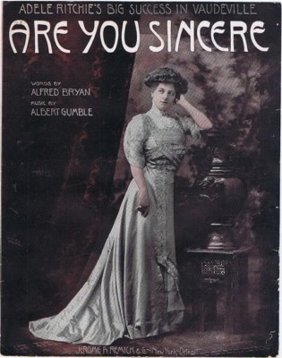 Are You Sincere, Adele Ritche photo, 1908 antique vintage sheet music