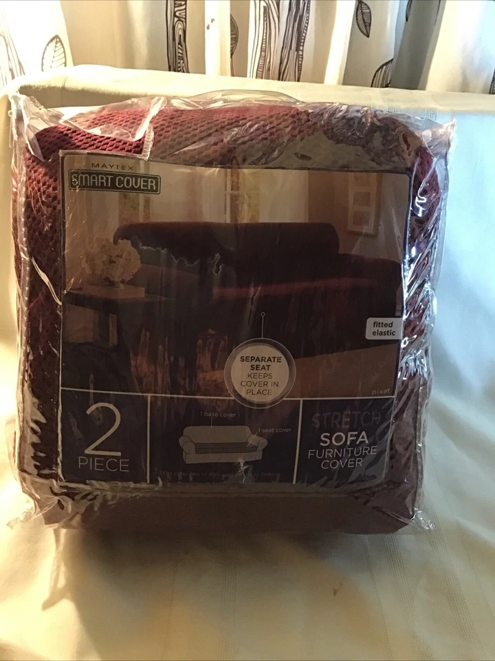 MAYTEX SMART COVER 2 PIEZAS SOFÁ ELÁSTICO Cubierta Mueble - Color Es Vino Foto 3 de 4