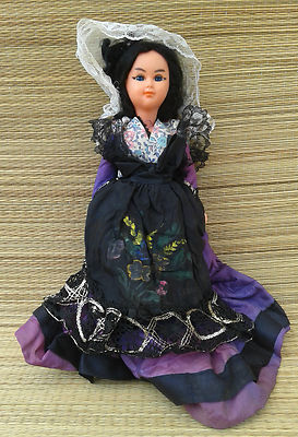 Ancienne grande poupée plastique gitane jouet collection antique doll