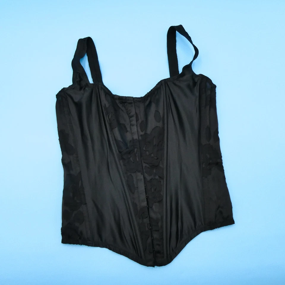 Lencería corsé satinado Victoria's Secret pequeño negro muy sexy VS Archives Burnout Foto 2 de 4