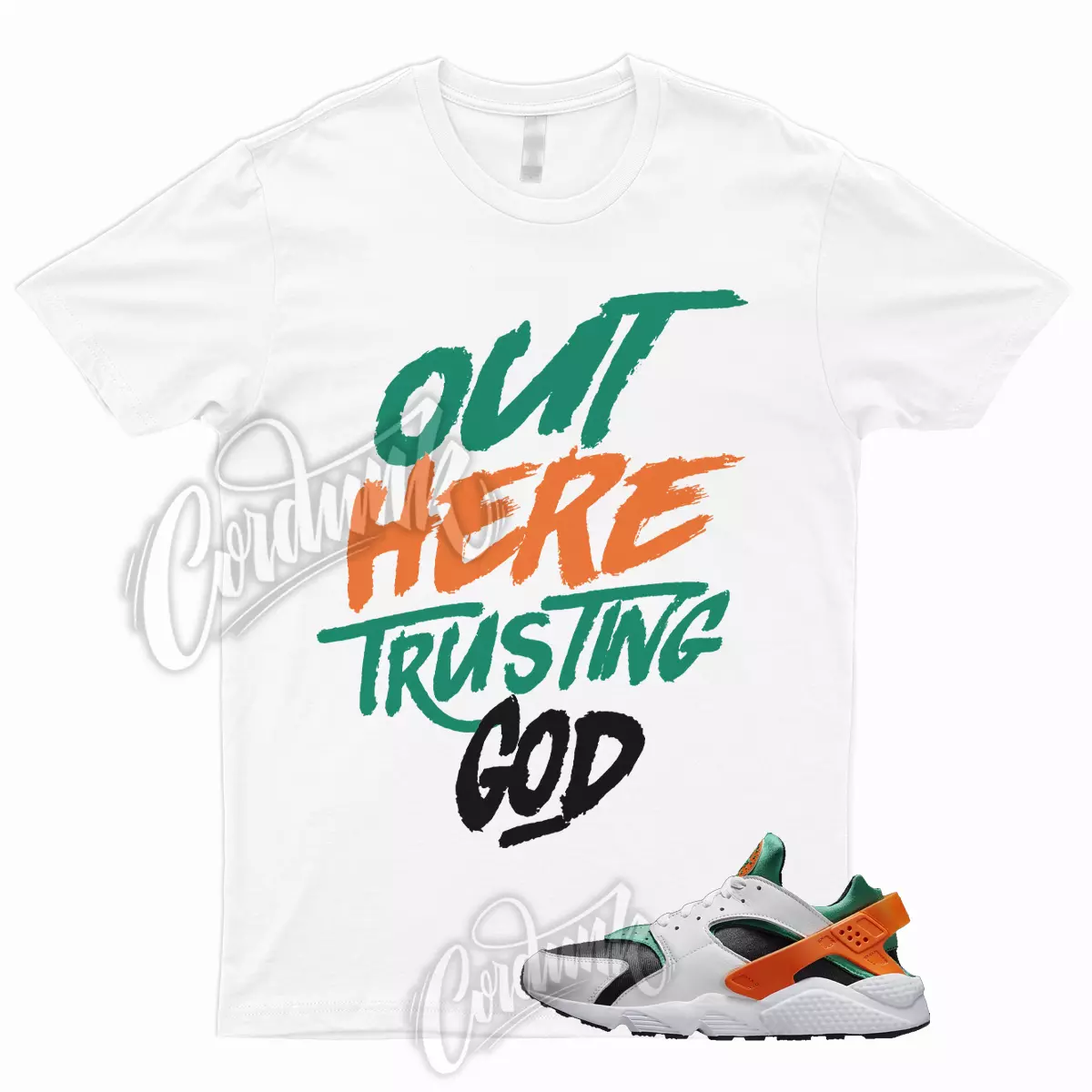 TG T Shirt to Match Air Huarache Miami Orange Stadium Green Safety