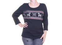 Karen Scott Scoop-neck Deep Black Top Size Xs on sale Karen Scott Scoop-neck Deep Black Top Size Xs on sale