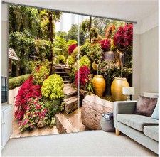 Beautiful Backyard 3D Blockout Photo Mural Printing Curtains Draps Fabric Window